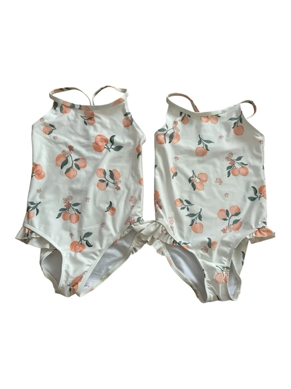 Twin Matching Girls' Peach Print One Piece Swimsuits H&M